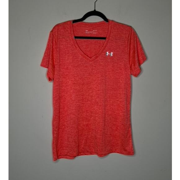 NWOT Under Armour Tech Twist Women's Large Electric Orange V-Neck Loose T-shirt - Picture 1 of 5